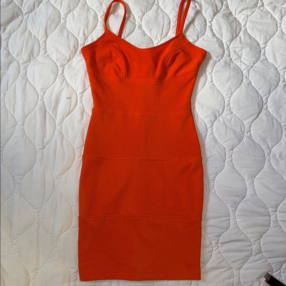 Moda International Orange Bodycon Dress Women’s Size 6 Y2K Victoria’s Secret